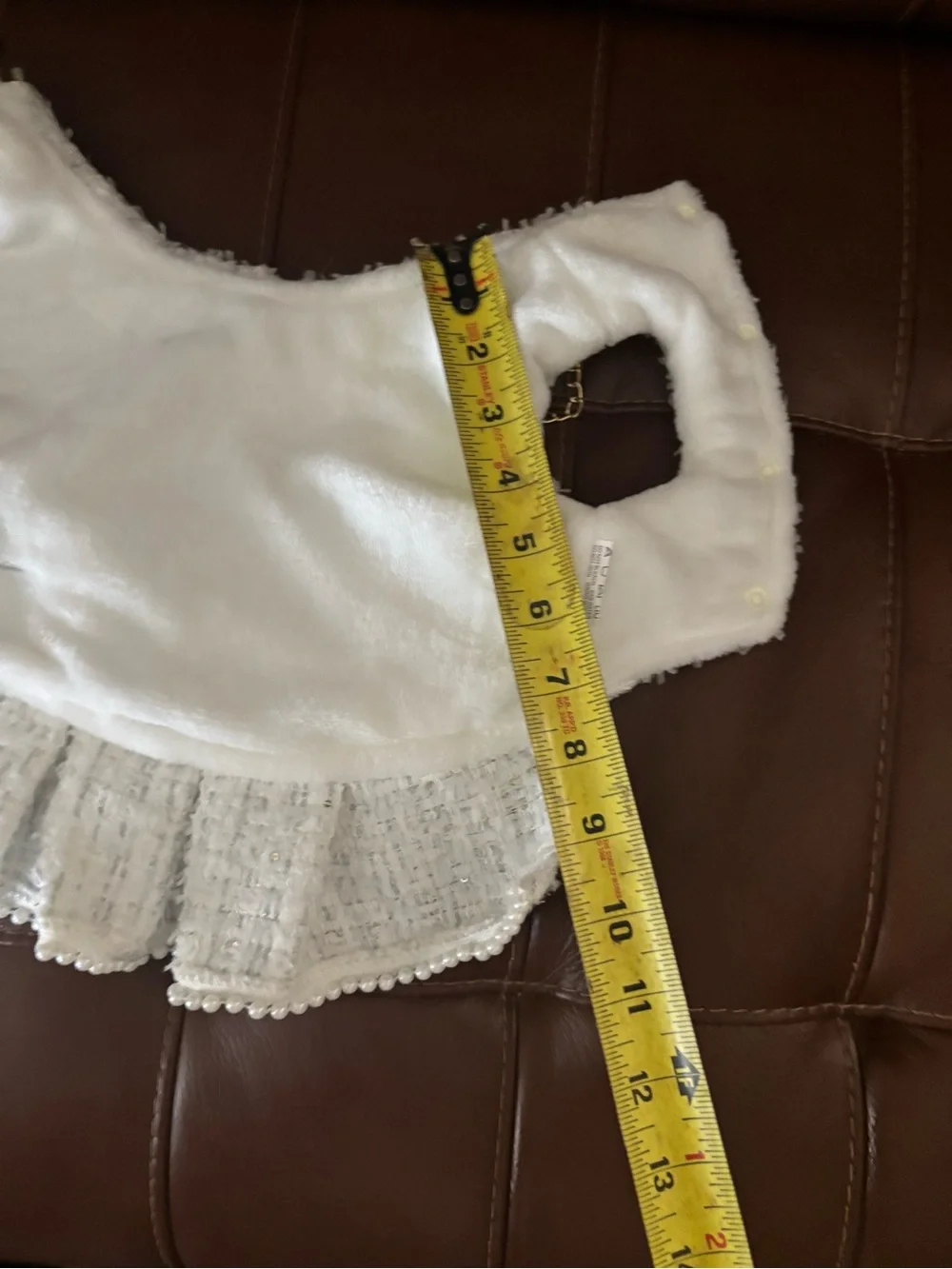 Elegant White Tweed Decorative Pet Vest with Pearl Accents